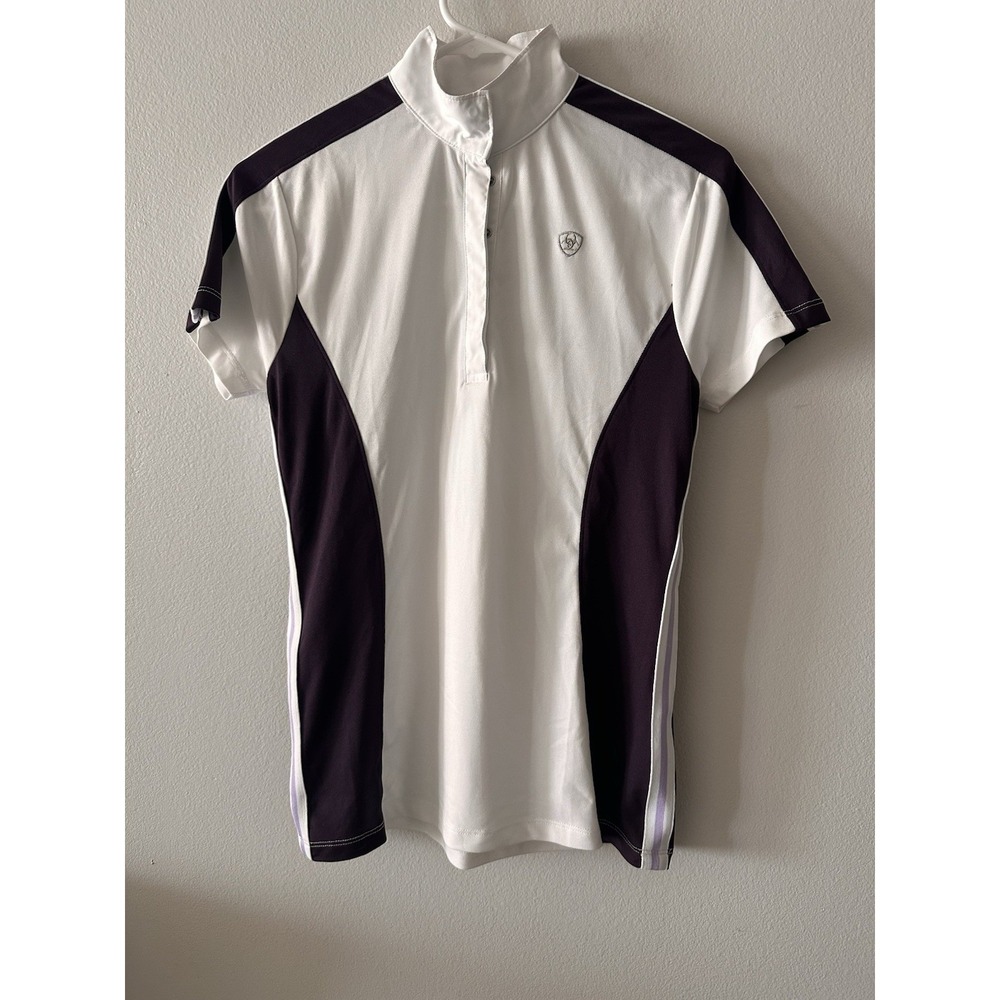 ARIAT PRO SERIES Top Women Small  Short Sleeve White Show Schooling Equestrian
